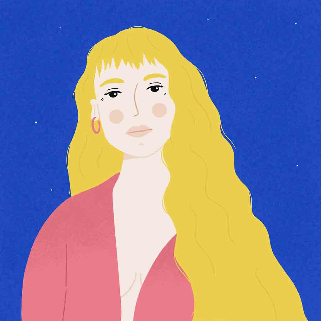 On being diagnosed with MS: a colourful illustration of a woman with long blonde hair and rosy cheeks.