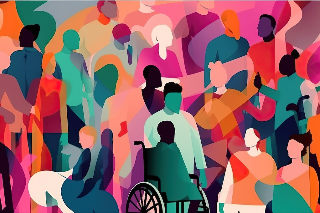 DEI and corporate gifting iillustrating inclusion and diversity concept expressed by an flat illustration of a colorful crowd of people