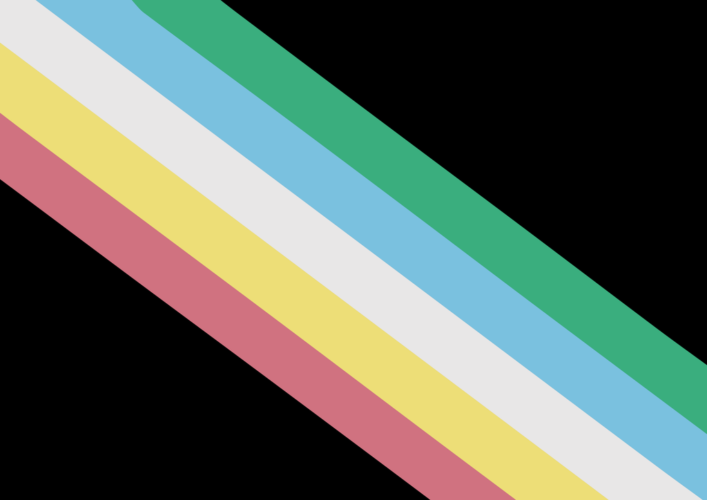 Image of the new disability pride flag. A dark grey background with five diagonal stripes in this order: red, yellow, white, blue, green (from the bottom up).