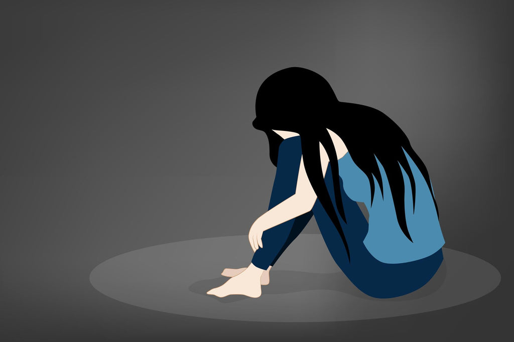 What happens when closure is not possible: illustration of a person with long black hair sitting on the ground clearly depressed.