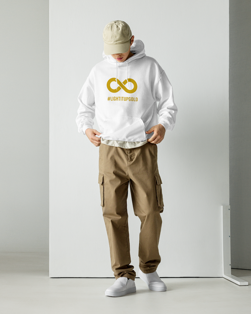 💛 Gold Infinity Autism Hoodie – Light It Up Gold for Autism