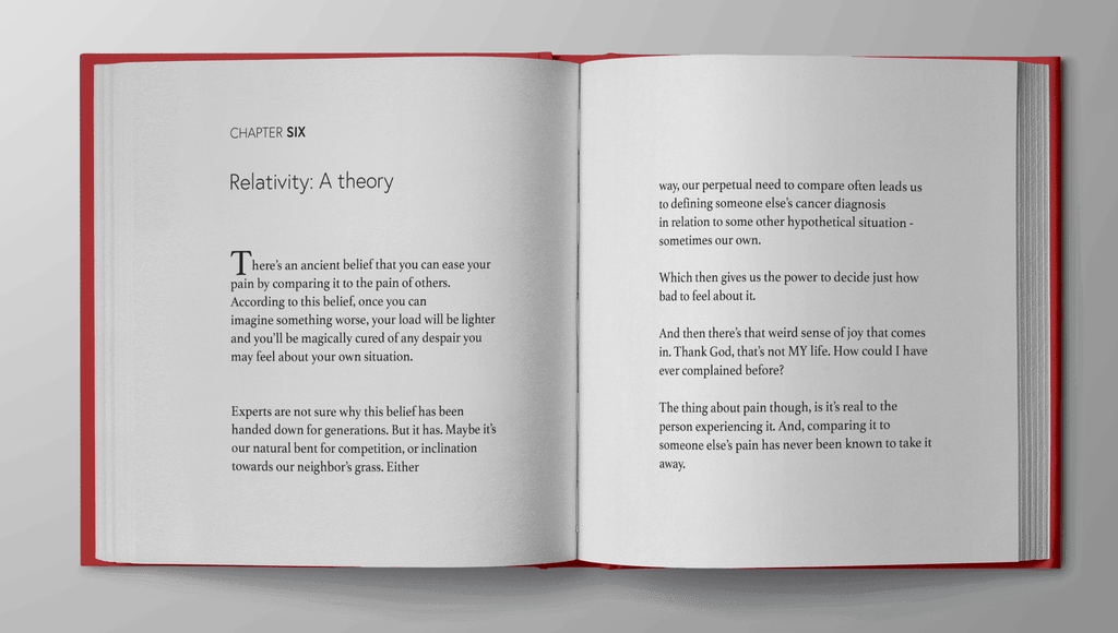 Photo of one of the pages of the Glossary of Awkward: a funny cancer book filled with amusing cancer cartoons and witty sayings about cancer.