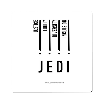JEDI Justice Equity Diversity Inclusion white magnet.