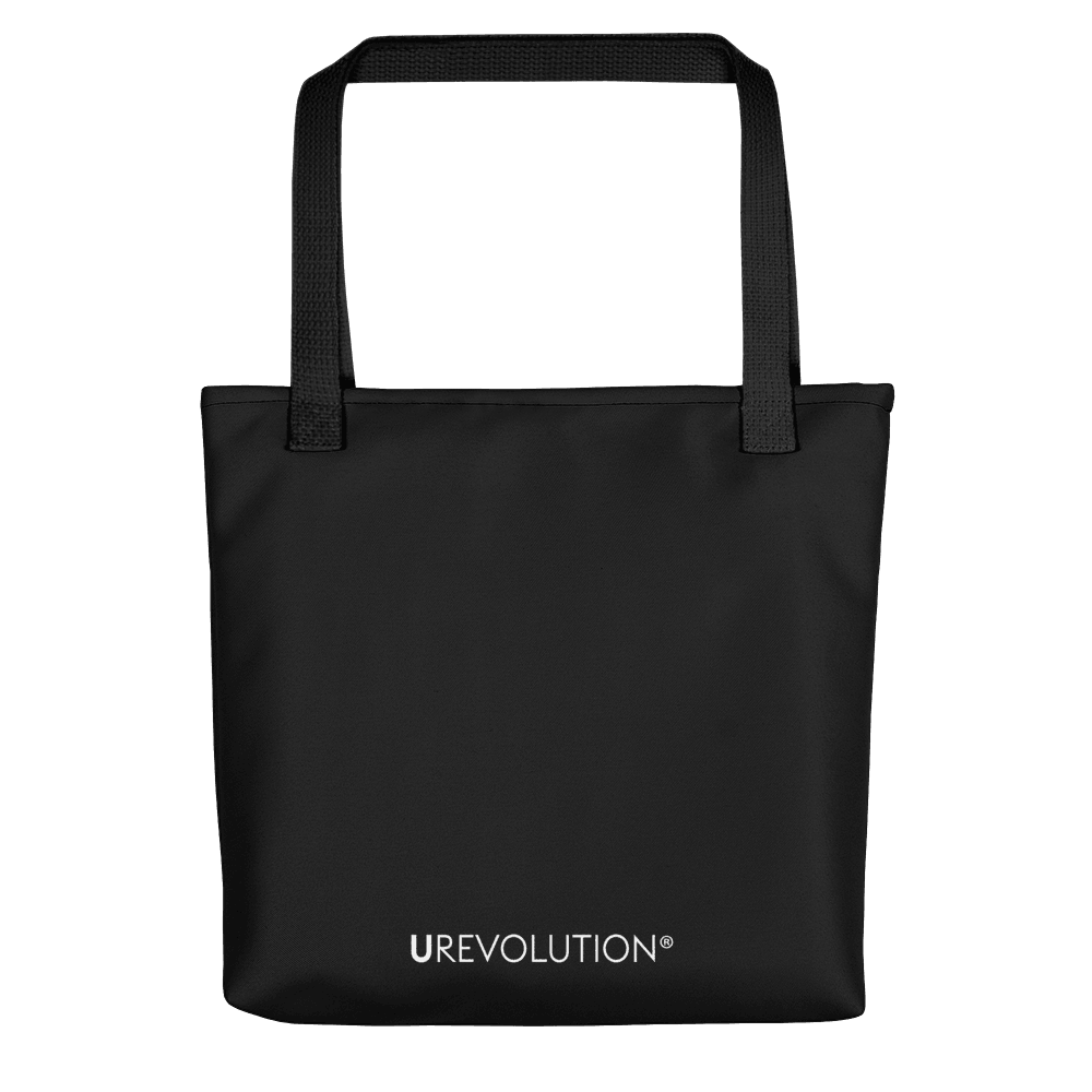 The back of the inclusive tote. At the bottom is the URevolution brand name.