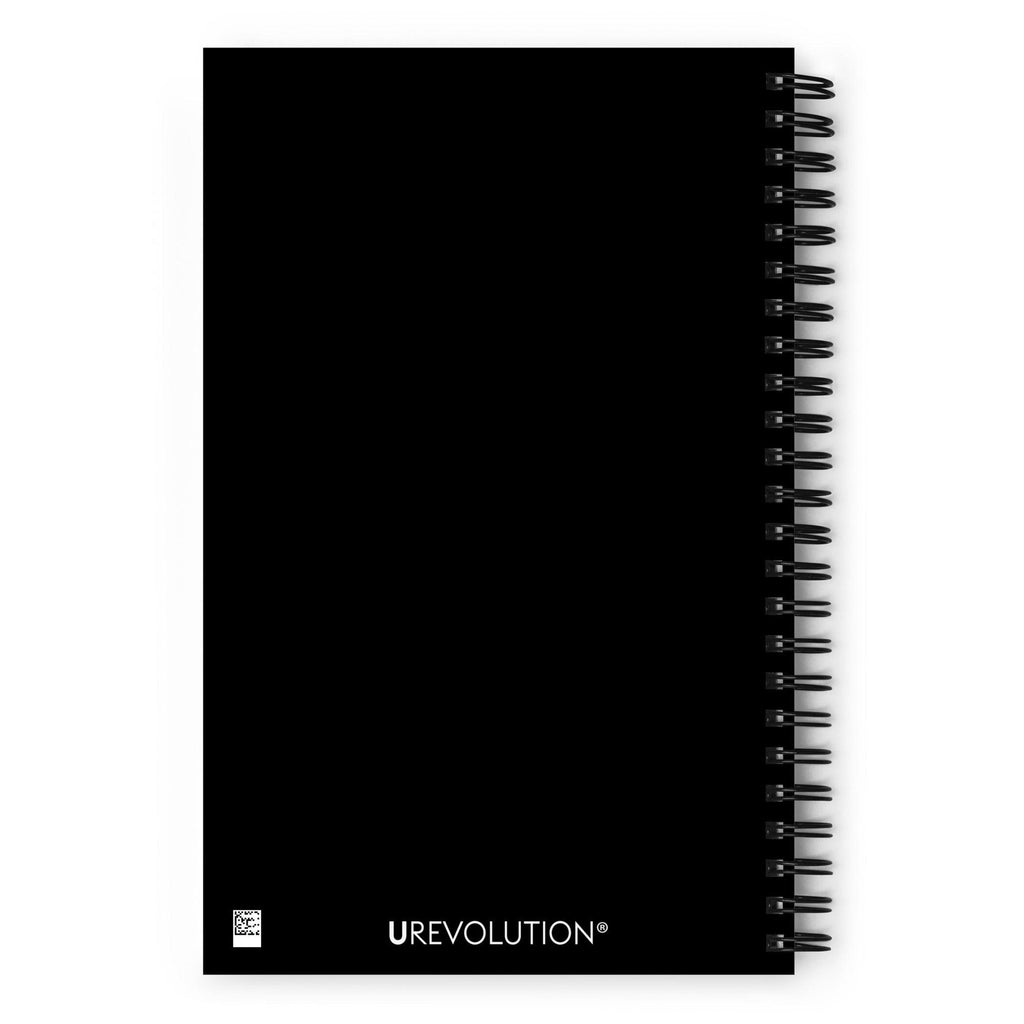 The back of the embrace diversity notebook is blank except for a small black QR barcode on the bottom left-hand corner, next to the word URevolution which is printed in small white upper case letters.