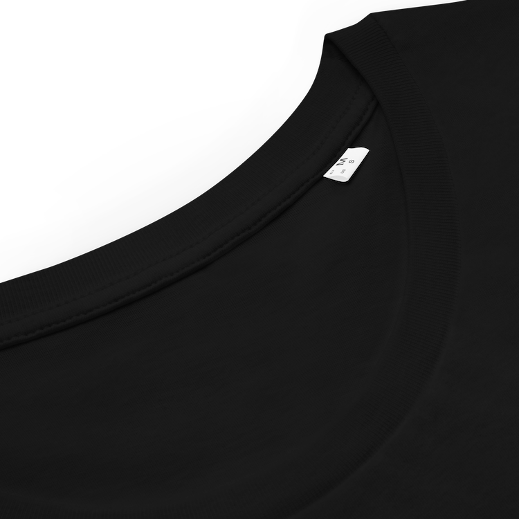 This is a photo of a black premium organic Neurodivergent AF Shirt. In the top third of the Neurodivergent AF tee, there is a white infinity symbol. Under the symbol is the phrase, 'Neurodivergent AF,' in white upper case letters.