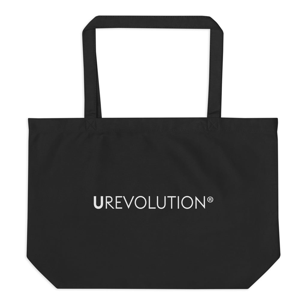 On the back of the tote is the word URevolution in white upper case letters.