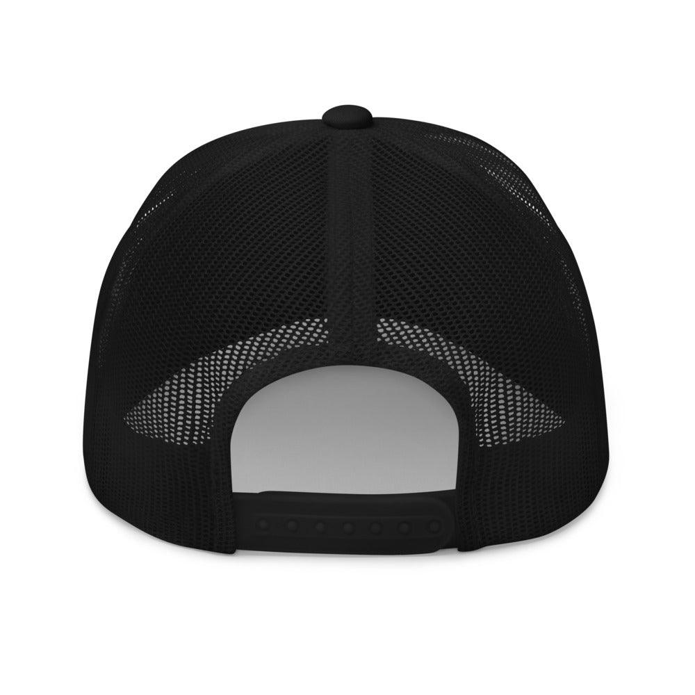 This is a back view of the mesh panels of a Be Anything Be Inclusive Trucker Cap. 